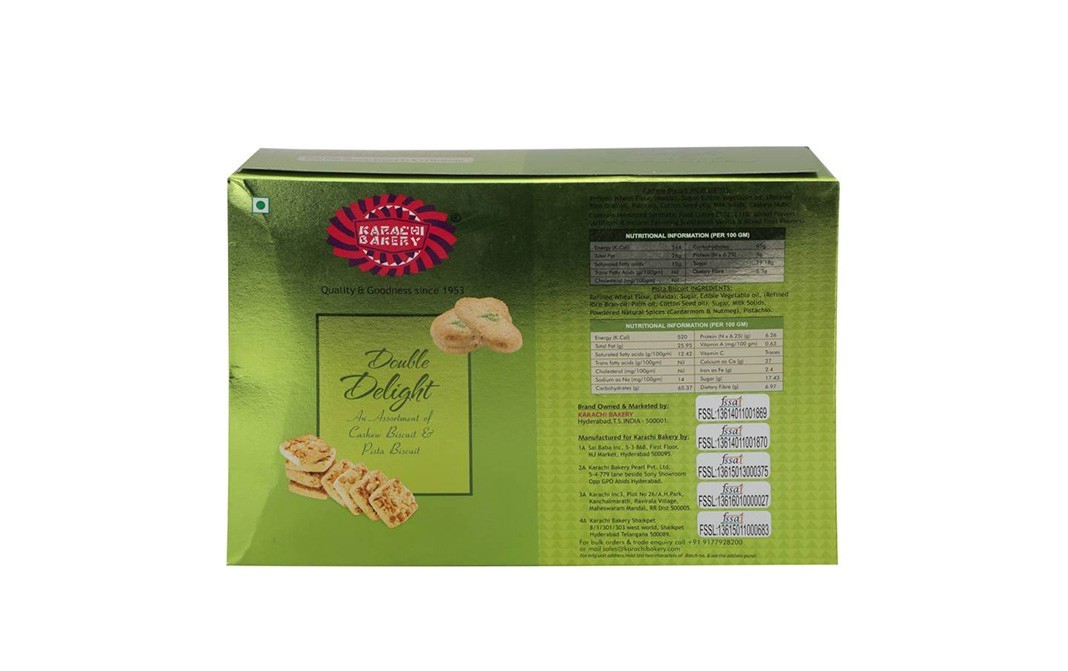 Karachi Bakery Double Delight, An Assortment of Cashew & Pista Biscuit   Box  400 grams